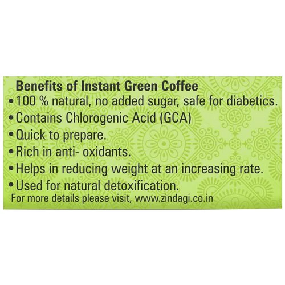 Zindagi Instant Green Coffee With Lemon Extracts & Stevia, 20 Sachets-5.webp